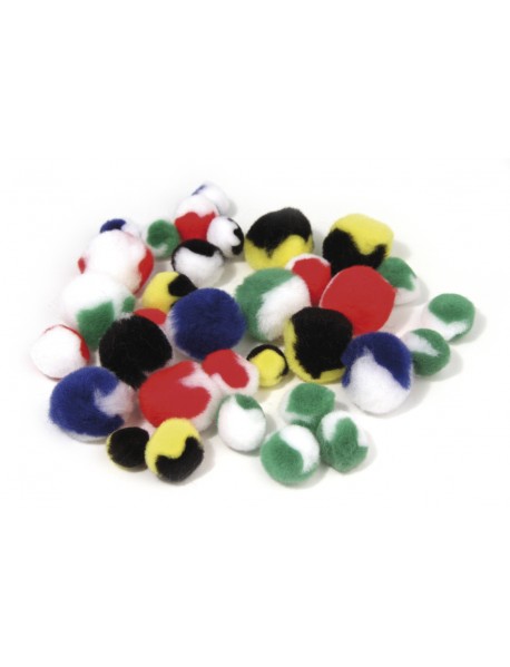 POMPONS, 2-COLOURED, 3 SI