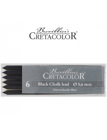 CRETACOLOR 6 BLACK CHALK LEADS 5,6mm